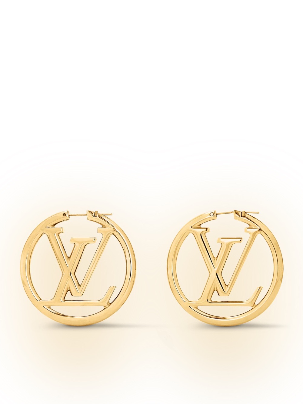 Louis Vuitton Gold Signature LV Hoop Earrings 4cm